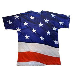 Get A Life T Shirt Mens Large American Flag All Over Print Short‎ Sleeve USA NEW